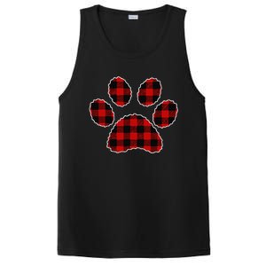 Buffalo Plaid Paw Print Dog Or Cat Lovers Christmas PosiCharge Competitor Tank