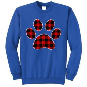 Buffalo Plaid Paw Print Dog Or Cat Lovers Christmas Tall Sweatshirt