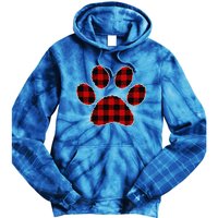 Buffalo Plaid Paw Print Dog Or Cat Lovers Christmas Tie Dye Hoodie