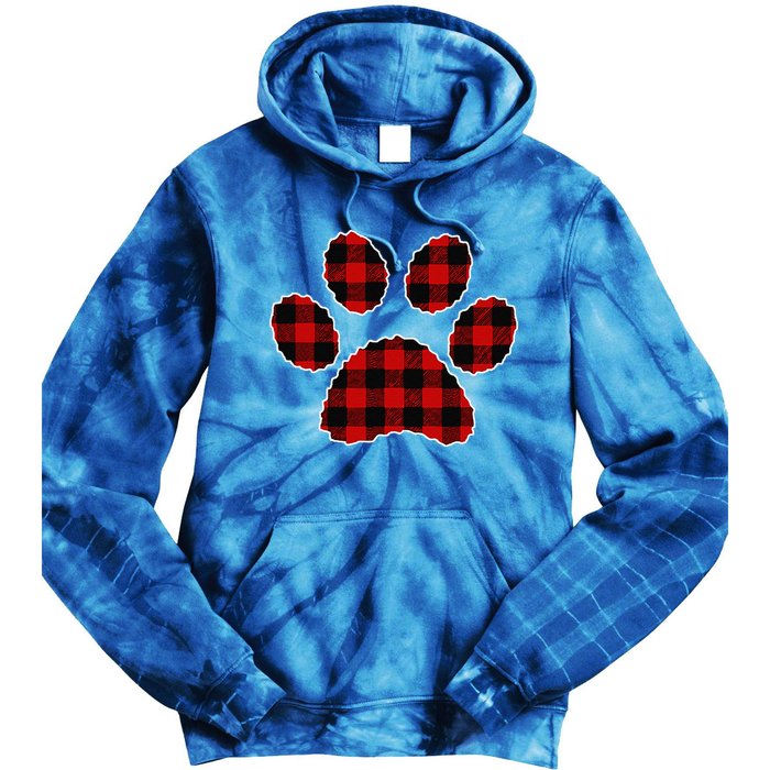 Buffalo Plaid Paw Print Dog Or Cat Lovers Christmas Tie Dye Hoodie