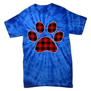 Buffalo Plaid Paw Print Dog Or Cat Lovers Christmas Tie-Dye T-Shirt