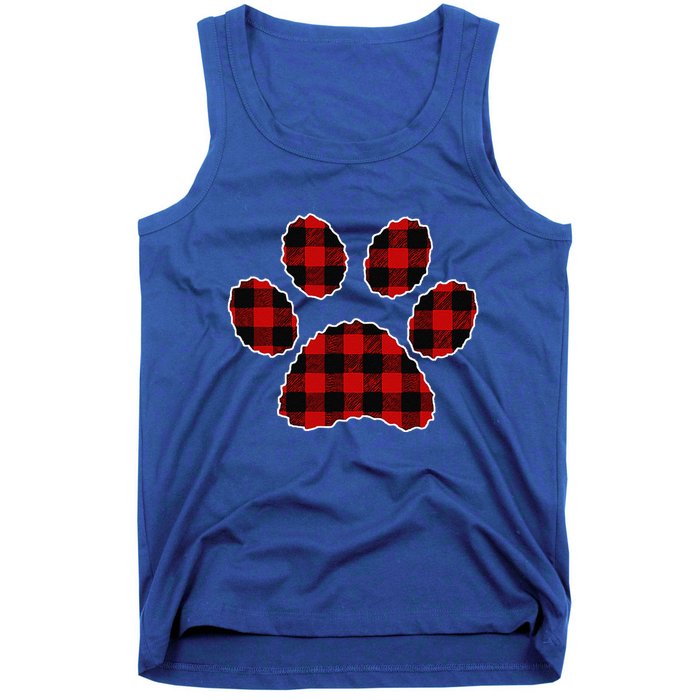 Buffalo Plaid Paw Print Dog Or Cat Lovers Christmas Tank Top