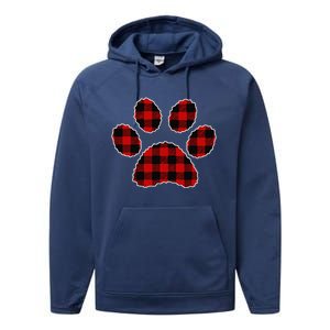 Buffalo Plaid Paw Print Dog Or Cat Lovers Christmas Performance Fleece Hoodie