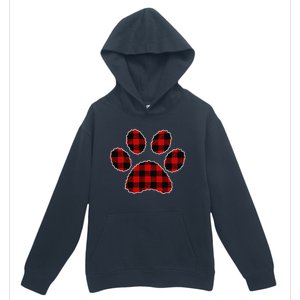 Buffalo Plaid Paw Print Dog Or Cat Lovers Christmas Urban Pullover Hoodie