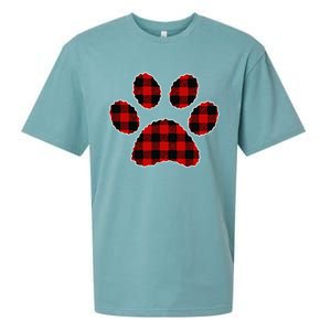 Buffalo Plaid Paw Print Dog Or Cat Lovers Christmas Sueded Cloud Jersey T-Shirt