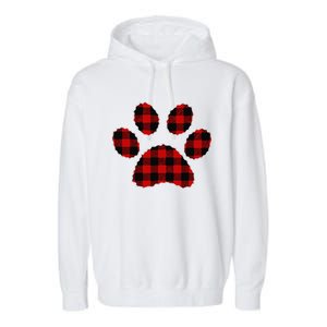 Buffalo Plaid Paw Print Dog Or Cat Lovers Christmas Garment-Dyed Fleece Hoodie