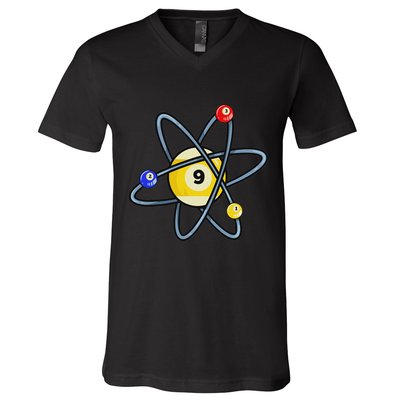 Billiard Pool Player 9 Ball V-Neck T-Shirt