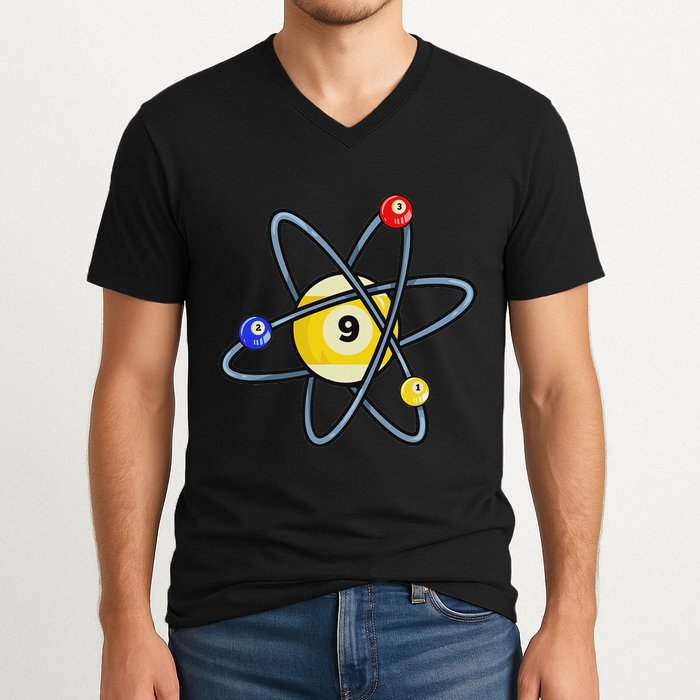 Billiard Pool Player 9 Ball V-Neck T-Shirt