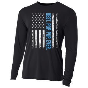 Best Pop Pop Ever American Flag Fathers Day Cooling Performance Long Sleeve Crew