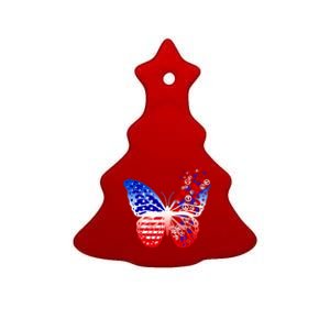 Butterfly Patriotic Peace Signs 4th Of July American Flag Gift Ceramic Tree Ornament