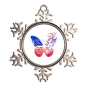 Butterfly Patriotic Peace Signs 4th Of July American Flag Gift Metallic Star Ornament