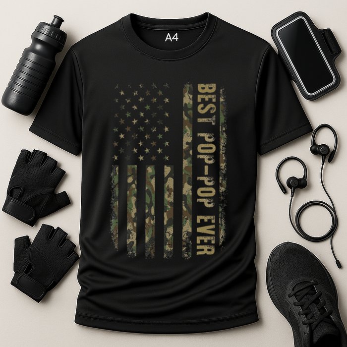 Best Pop Pop Ever Camouflage American Flag FatherS Day Cooling Performance Crew T-Shirt