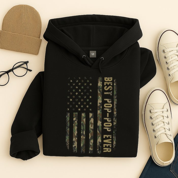 Best Pop Pop Ever Camouflage American Flag FatherS Day Hoodie
