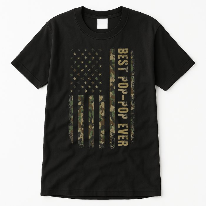 Best Pop Pop Ever Camouflage American Flag FatherS Day Tall T-Shirt