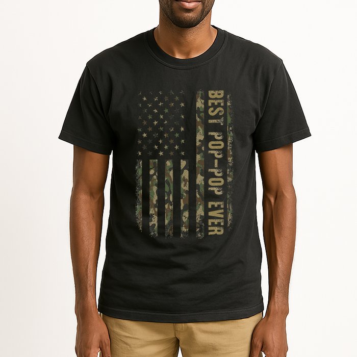 Best Pop Pop Ever Camouflage American Flag FatherS Day Tall T-Shirt
