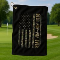 Best Pop Pop Ever Camouflage American Flag FatherS Day Golf Towel