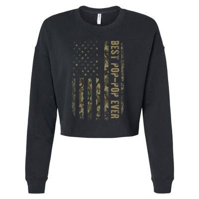 Best Pop Pop Ever Camouflage American Flag FatherS Day Cropped Pullover Crew