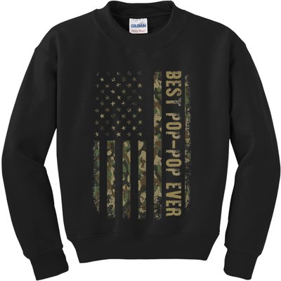Best Pop Pop Ever Camouflage American Flag FatherS Day Kids Sweatshirt
