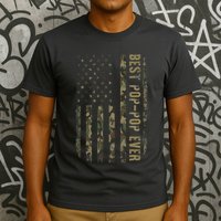 Best Pop Pop Ever Camouflage American Flag FatherS Day T-Shirt