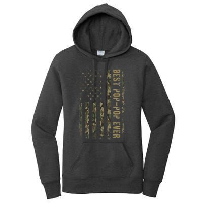 Best Pop Pop Ever Camouflage American Flag FatherS Day Women's Pullover Hoodie
