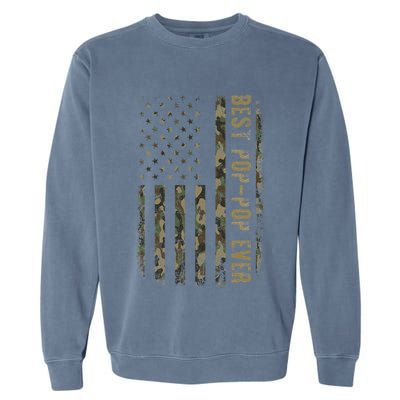 Best Pop Pop Ever Camouflage American Flag FatherS Day Garment-Dyed Sweatshirt