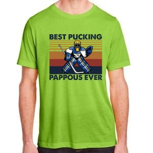 Best Pucking Pappous Ever Funny Hockey Grandpa Saying Gift Adult ChromaSoft Performance T-Shirt