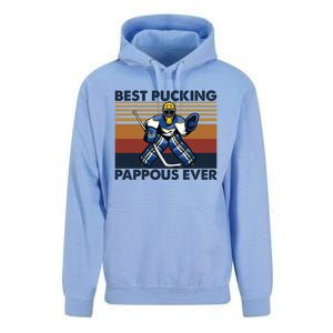 Best Pucking Pappous Ever Funny Hockey Grandpa Saying Gift Unisex Surf Hoodie