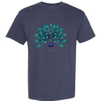 Blue Peacock Print Teal Feathers Bird Lover Men Women Gifts Garment-Dyed Heavyweight T-Shirt