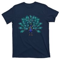 Blue Peacock Print Teal Feathers Bird Lover Men Women Gifts T-Shirt