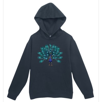 Blue Peacock Print Teal Feathers Bird Lover Men Women Gifts Urban Pullover Hoodie