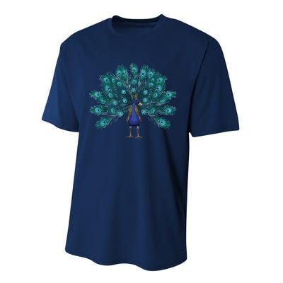 Blue Peacock Print Teal Feathers Bird Lover Men Women Gifts Performance Sprint T-Shirt