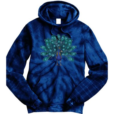 Blue Peacock Print Teal Feathers Bird Lover Men Women Gifts Tie Dye Hoodie