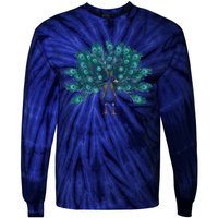 Blue Peacock Print Teal Feathers Bird Lover Men Women Gifts Tie-Dye Long Sleeve Shirt