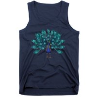 Blue Peacock Print Teal Feathers Bird Lover Men Women Gifts Tank Top