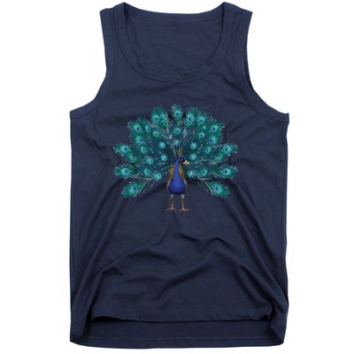 Blue Peacock Print Teal Feathers Bird Lover Men Women Gifts Tank Top