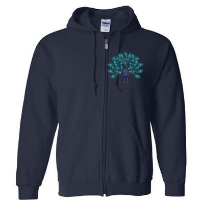 Blue Peacock Print Teal Feathers Bird Lover Men Women Gifts Full Zip Hoodie