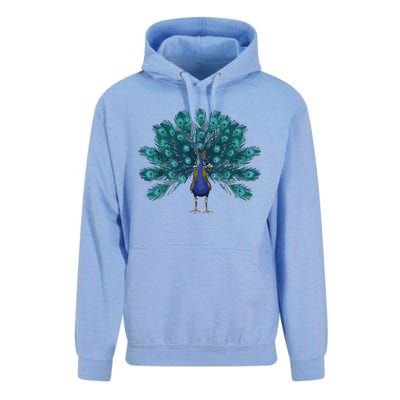 Blue Peacock Print Teal Feathers Bird Lover Men Women Gifts Unisex Surf Hoodie