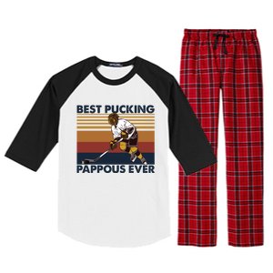 Best Pucking Pappous Ever Funny Hockey Grandpa Saying Funny Gift Raglan Sleeve Pajama Set