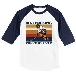 Best Pucking Pappous Ever Funny Hockey Grandpa Saying Funny Gift Baseball Sleeve Shirt