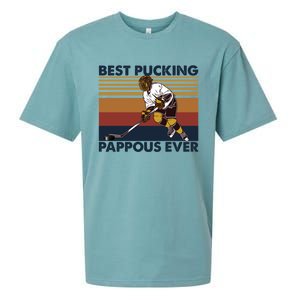 Best Pucking Pappous Ever Funny Hockey Grandpa Saying Funny Gift Sueded Cloud Jersey T-Shirt