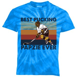 Best Pucking Papzie Ever Funny Hockey Grandpa Saying Gift Kids Tie-Dye T-Shirt