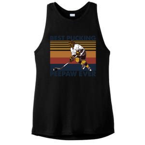 Best Pucking Peepaw Ever Funny Hockey Grandpa Saying Cute Gift Ladies PosiCharge Tri-Blend Wicking Tank