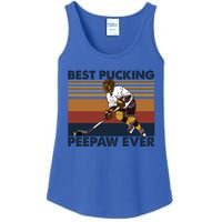 Best Pucking Peepaw Ever Funny Hockey Grandpa Saying Cute Gift Ladies Essential Tank