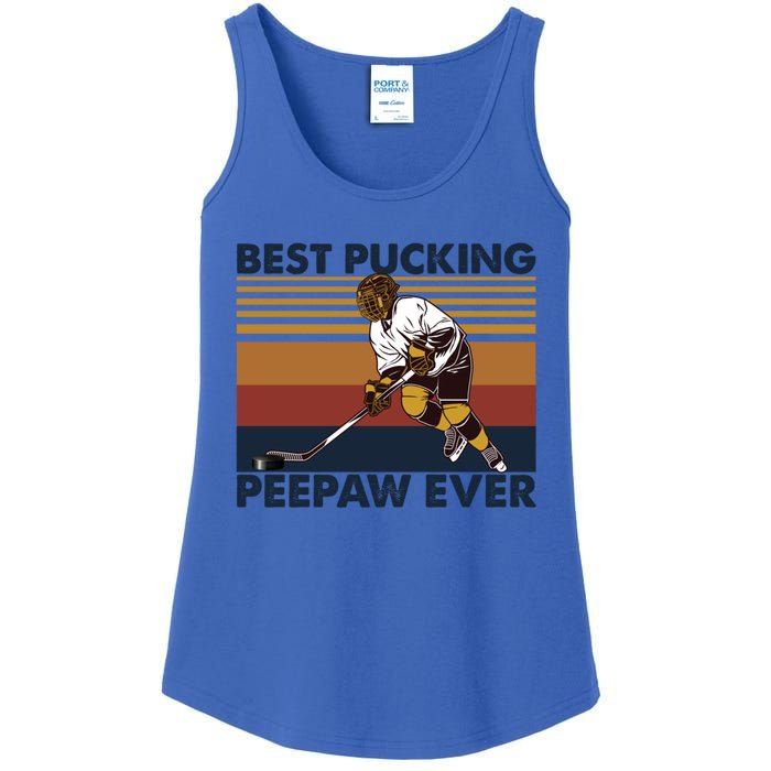 Best Pucking Peepaw Ever Funny Hockey Grandpa Saying Cute Gift Ladies Essential Tank