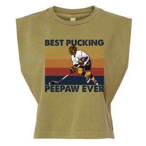 Best Pucking Peepaw Ever Funny Hockey Grandpa Saying Cute Gift Garment-Dyed Women's Muscle Tee