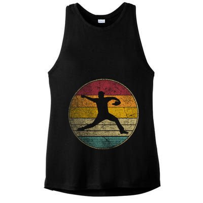 Baseball Pitcher Pitching Ball Glove Retro 70s 80s 90s Gift Ladies PosiCharge Tri-Blend Wicking Tank