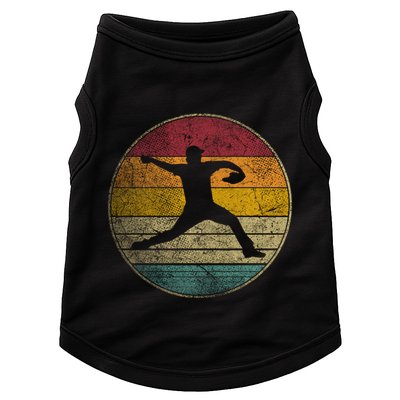 Baseball Pitcher Pitching Ball Glove Retro 70s 80s 90s Gift Doggie Tank