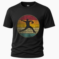 Baseball Pitcher Pitching Ball Glove Retro 70s 80s 90s Gift Cooling Performance Crew T-Shirt