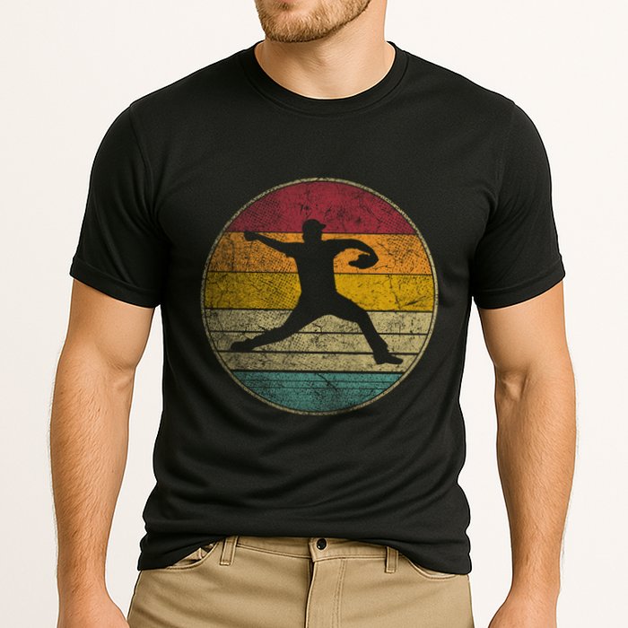 Baseball Pitcher Pitching Ball Glove Retro 70s 80s 90s Gift Cooling Performance Crew T-Shirt