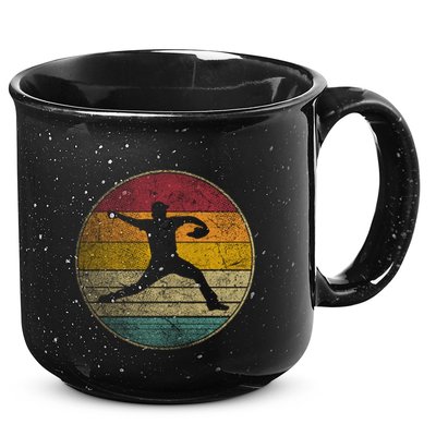 Baseball Pitcher Pitching Ball Glove Retro 70s 80s 90s Gift 15oz Campfire Ceramic Mug